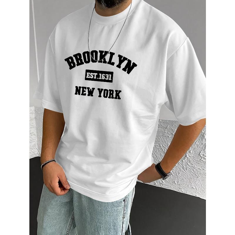 

European sizes Men S Letter Print Graphic Casual Short-Sleeve T-Shirt 4XL білий