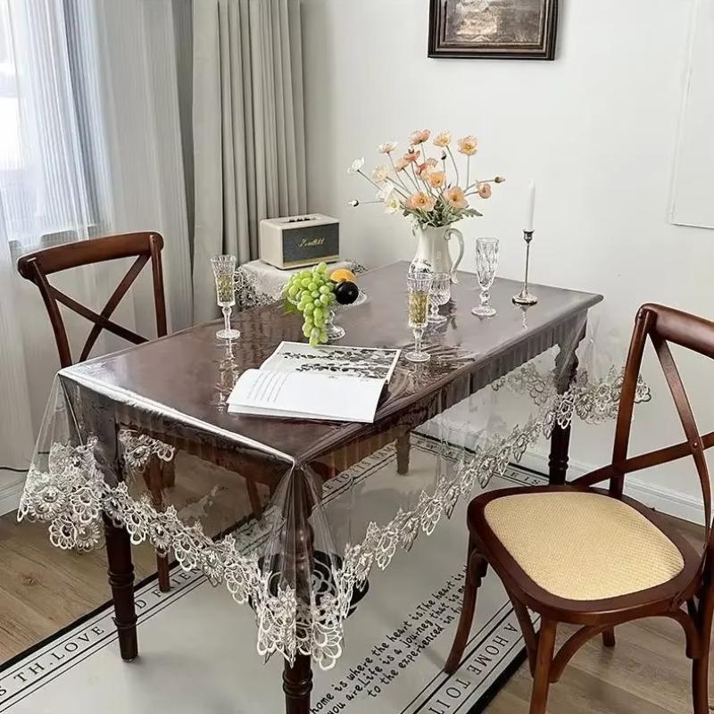 Tablecloth with A High-end Feeling Round Transparent PVC Waterproof Cloth Dust Resistant Coffee Table Pad
