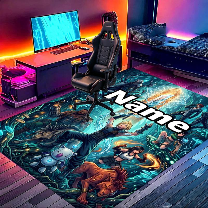 Custom Name Personalized Final Fantasy Print Carpet, Versatile Home Decor Rug, for Playroom, Apartment, Balcony, Entryway, Hallway Gift