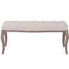 Bench Linen Upholstery Solid Wood Frame 110 X 38 X 48 Cm Cream White