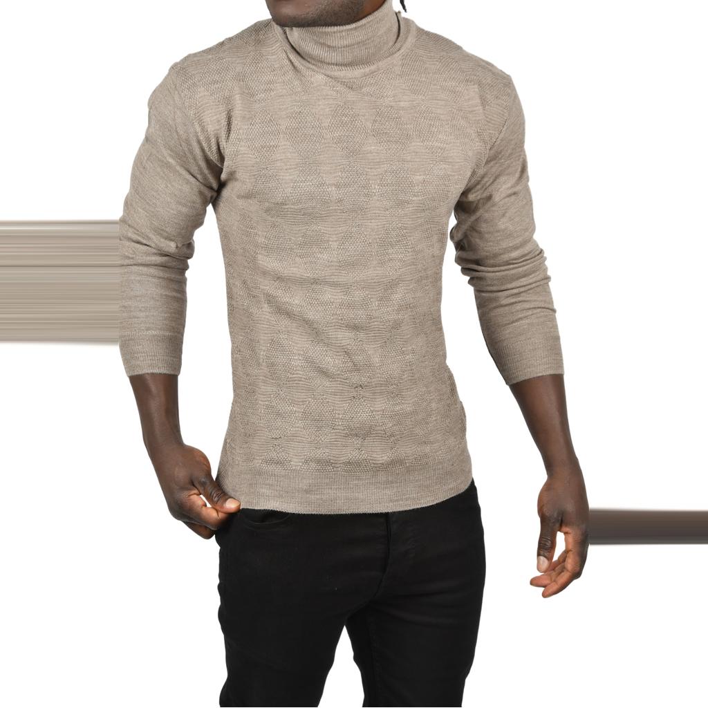 DeepSEA Slim Fit Baklava Desenli Tam Balıkçı Yaka Boğazlı Triko Balıkçı Yaka Kazak 2505507