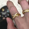 Couple Stacked Style Trendy Diamond Inlaid Ring Light Luxury Fashion X-shaped Rings for Women Adjustable Banquet  Gifts