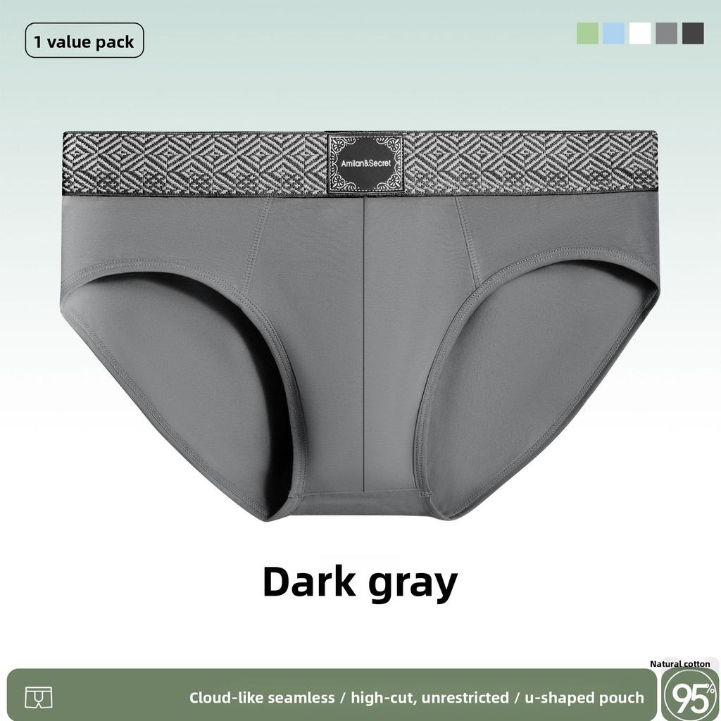 Men's Spring and Summer New Cotton Antibacterial Sports Comfortable Breathable Briefs
