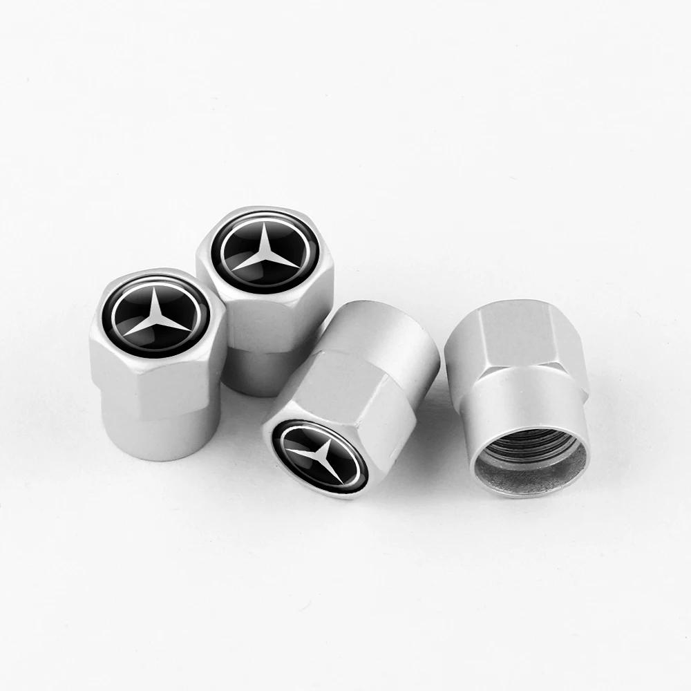 2025 Hot For Benz 4pcs Car Wheel Tire Valve Caps Stem Case With Logo Auto Styling For Mercedes benz W204 W205 Amg Smart Fortwo 4