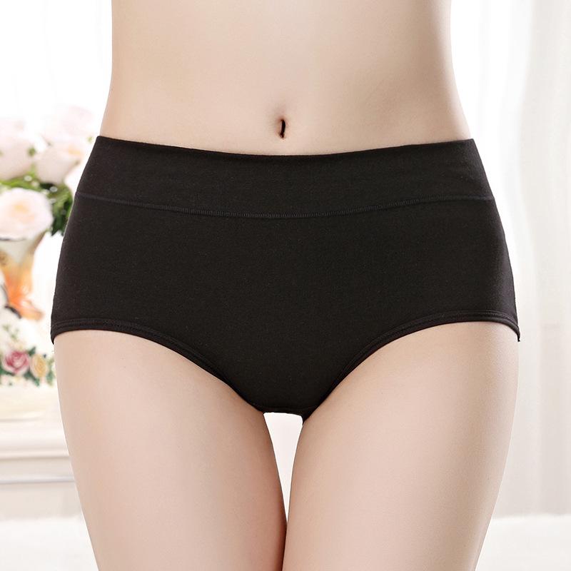 Solid Color Mid-Waist Plus Size Pure Cotton Women's Underwear