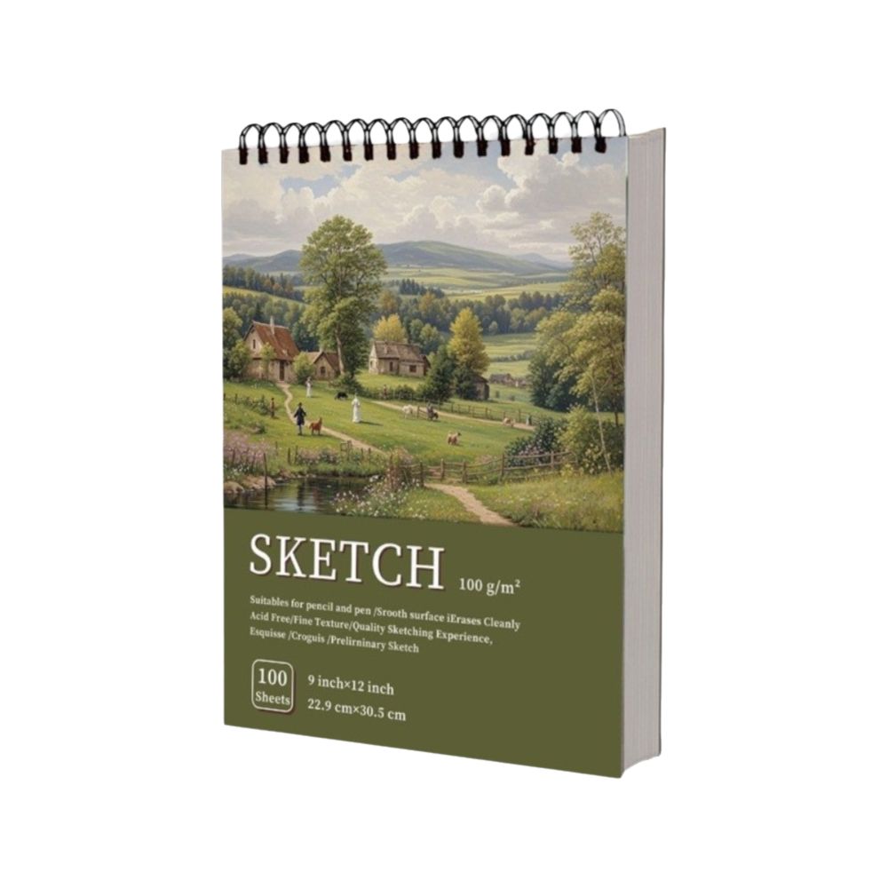 100 Sheets Spiral Bound Artist Sketchbook Perforated Pages Sketching Notebook  Crayon Drawing