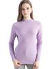 Women's Slimming Wool Long-Sleeve Half-High Neck Top - Solid Color, Versatile Basic