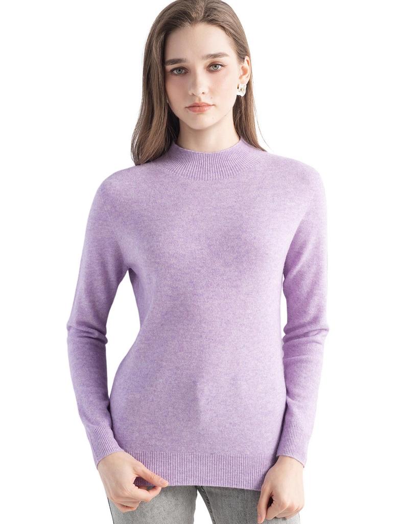 Women's Slimming Wool Long-Sleeve Half-High Neck Top - Solid Color, Versatile Basic