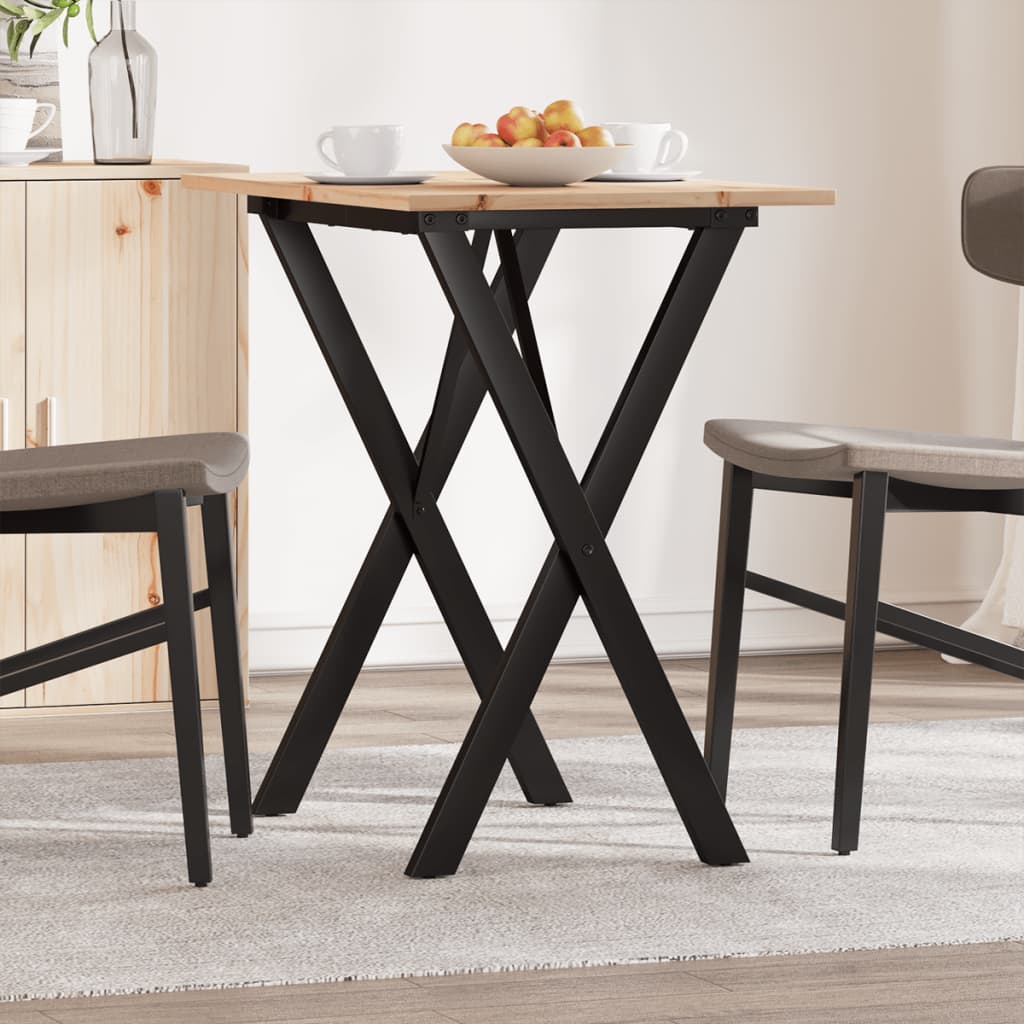 Dining Table X Frame 80 x 50 x 75 cm Solid Pine Wood and Steel