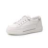 Women's Genuine Leather White Sneakers - Versatile, Lightweight, Comfortable Spring 2025 Sporty Platform Flats