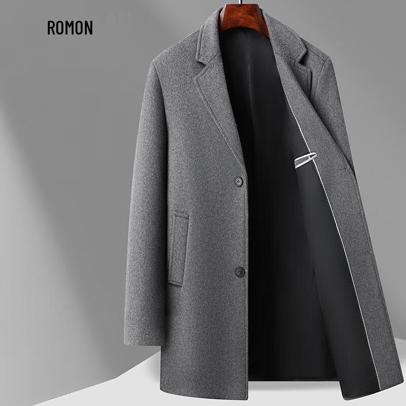 Romon Men's Mid-Length Wool Blend Overcoat