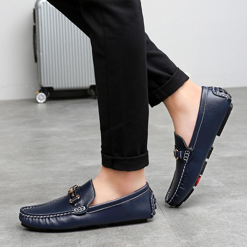 New Arrival Leather Men Loafers Fashion Handmade Moccasins Soft Leather Slip on Flats Soft-Soled Man Boat Footwear Driving Shoes