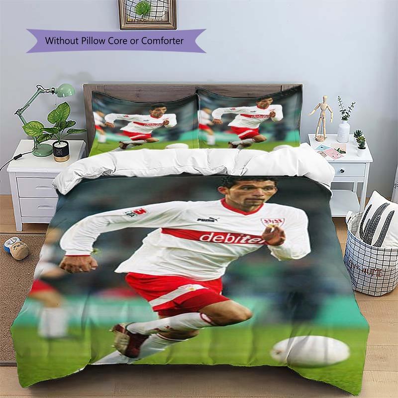 VfB Stuttgart Football Player 3PCS Bedding Set Duvet Cover with 2 Pillowcases, Vintage Kit Stadium Match Print Bed Cover for Fans