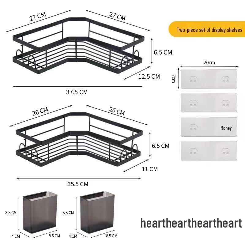 Zesílená železná rohová police do koupelny - Bezvrtací toaletní regál a držák na mýdlo