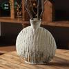 Retro Terracotta and White Vase for Dried Flowers, Home Decor Ornaments for Living Room