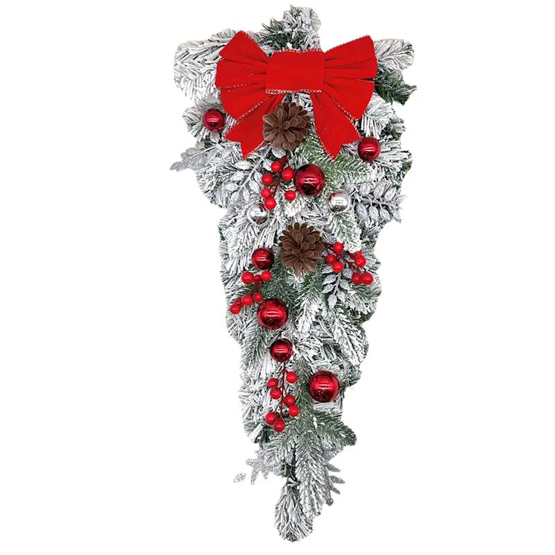 45CM Festive Christmas Wreath Pendant Available with/without Light for Home, Door, Window, and Stairs Party Decor