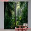 Set Of 2 Tropical Jungle Curtains Digital Printing Sunlight Through Dense Green Leaves Natural Fresh Bedroom Living Room Decor Curtain Polyester Ideal