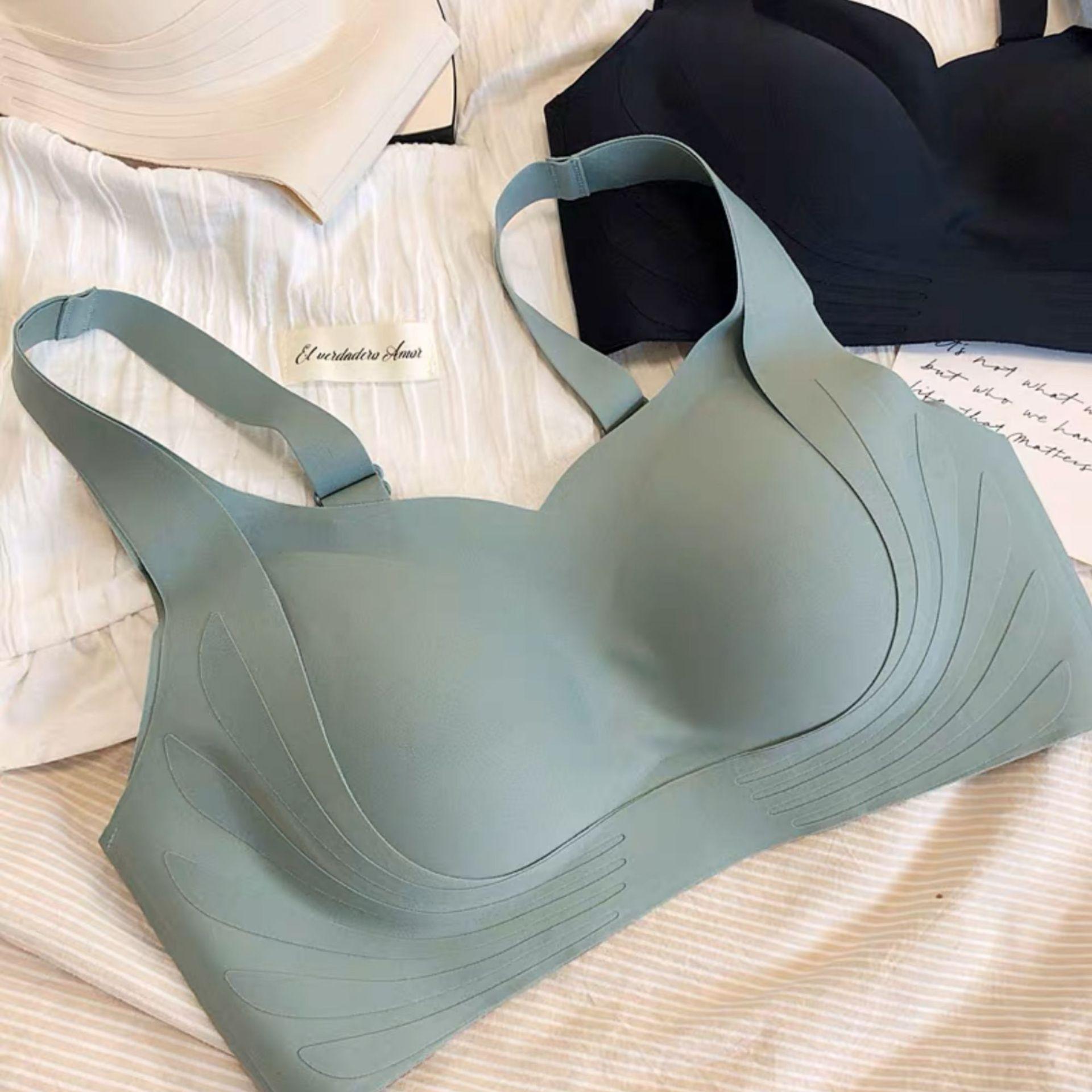 

Женский бюстгальтер без следов, нижнее белье без стального кольца, удобный бюстгальтер на осень и зиму, однотонный бюстгальтер, невидимый бюстгальтер XXL светло-зеленый