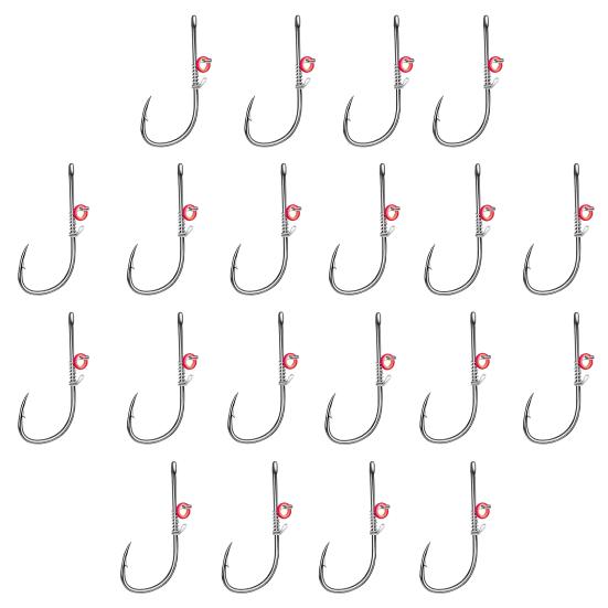 

20Pcs Live Shrimp Fixing Hook Heavy Duty Carbon Steel Barbed Fishhook with Hole Freshwater Saltwater Catfish Bass Fishing Hook 4