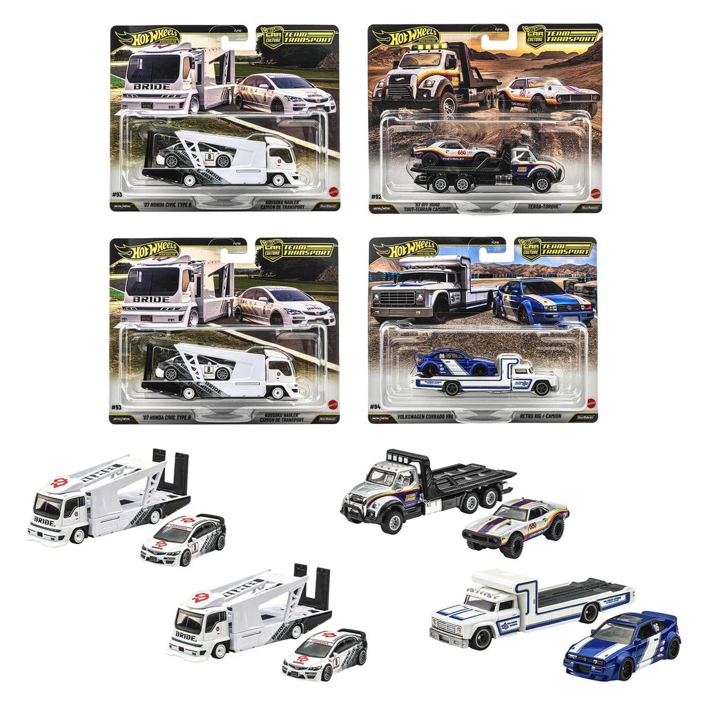 Hot Wheels Team Transport Assortment Vehicle Miniature 2 Cars per Set x 4 Sets Ages 3 and - Toys, Cars, (Boxed Set), Up, Multi-color, FLF56-987L