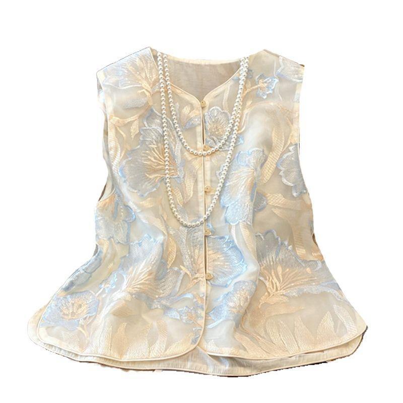 Summer Thin Embroidery New Vest with Vest and Female Vest Versatile