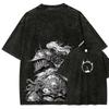 Anime Role Playing Games Dark Souls Graphic Print Vintage Washed T-shirt Men Women Fashion O-neck Cotton Oversized Casual Tees