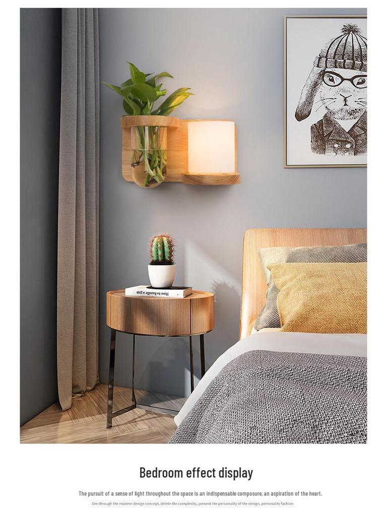 Japanese Solid Wood Nordic Wall Lamp for Bedroom, Living Room, Study, and Balcony