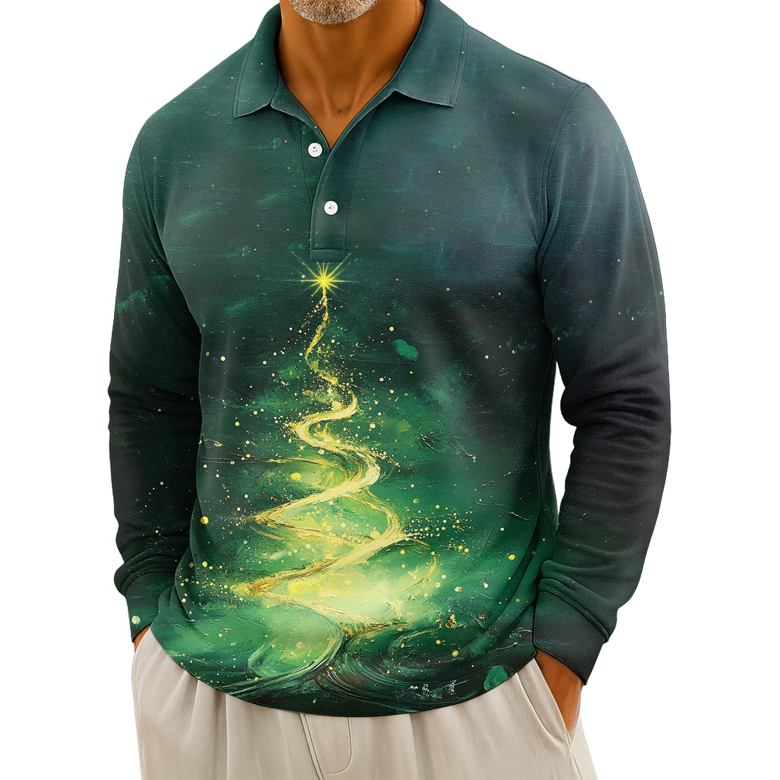 

Мужская повседневная рубашка с длинным рукавом на пуговицах с рождественским принтом XXXXL