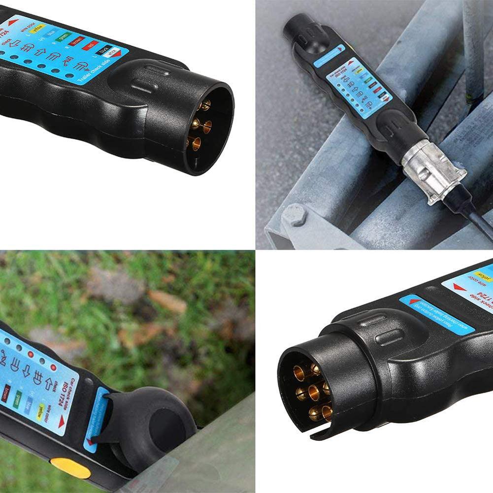 12V 7 Pin Car Towing Light Tester Trailer Plug Socket Diagnostic Tools Wiring Check Light Test Plug Socket Car Truck Accessories