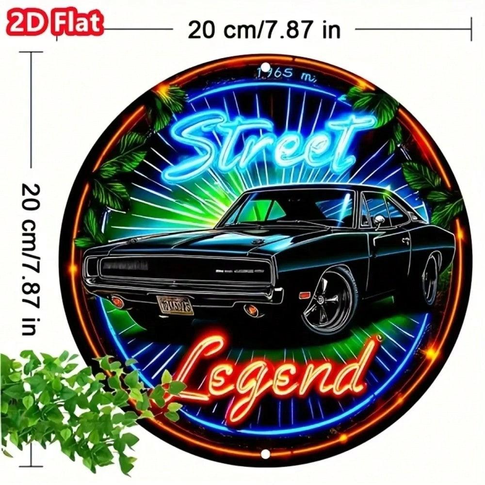 Ретро Мускул-кар Металлическая табличка Настенное искусство Винтажная Неоновая Жестяная Пластинка 20X20CM
