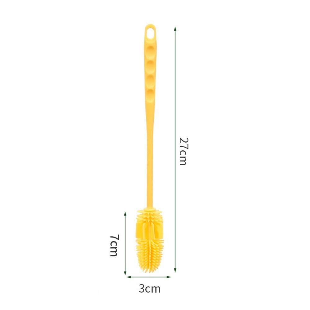 

Cleaning Supplies Silicone Cup Brush Long Handle Portable Cup Scrubber Multipurpose Glass Cleaner Tea Stain Removal жовтий