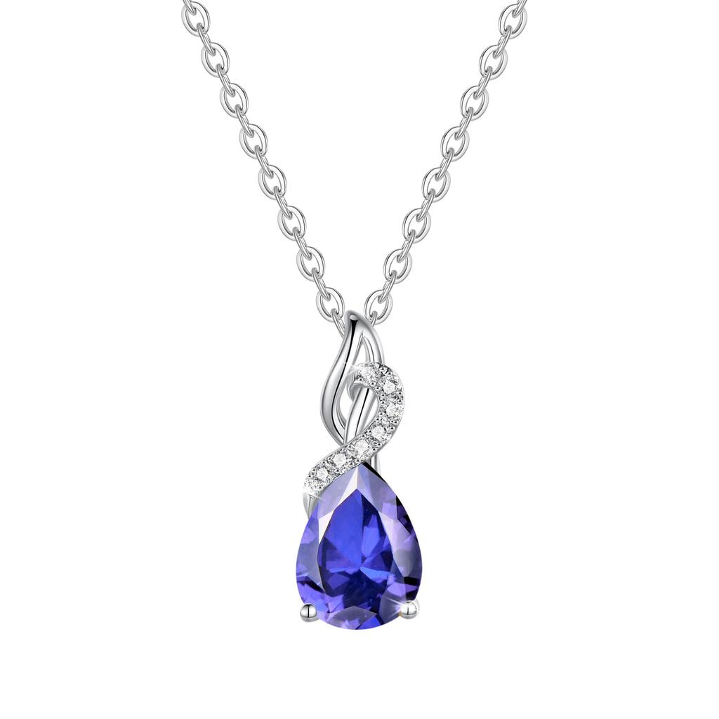 FANCIME Diamond Necklace for Women in 14K White Gold with Tanzanite December Diamond Pendant and Silver Perfect for and Gift Wrapping Droplet,