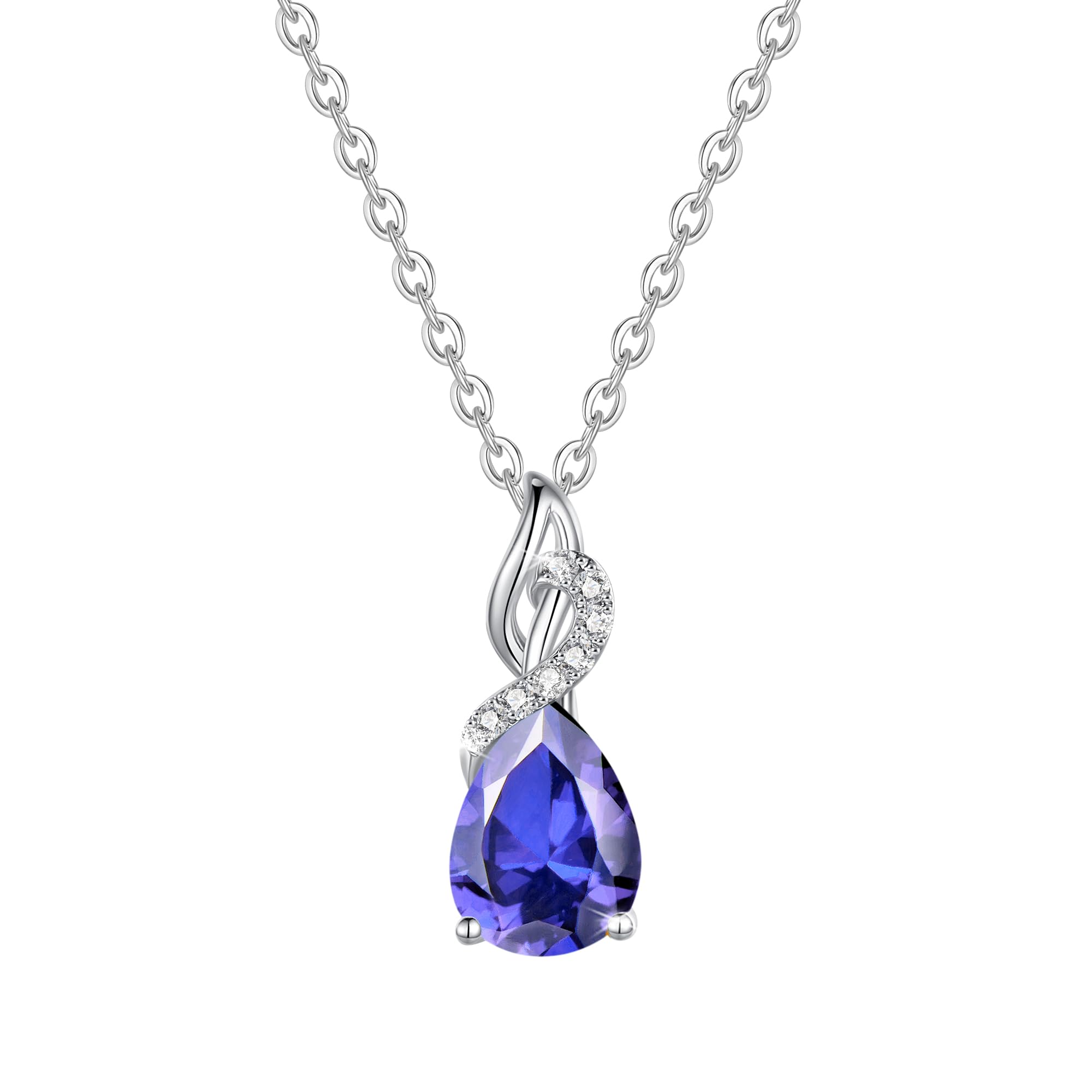 

FANCIME Diamond Necklace for Women in 14K White Gold with Tanzanite December Diamond Pendant and Silver Perfect for and Gift Wrapping Droplet,
