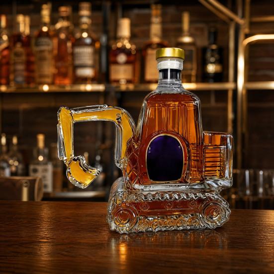 Excavator Shape Glass Whiskey Decanter 3D Vehicle Liquor Bottle