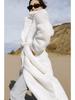 Faux Fur Long Coats Women Jackets Overcoats Lace Up Turn Down Collar Full Sleeve Open Stitch Thick Loose Y2k  Autumn Winter