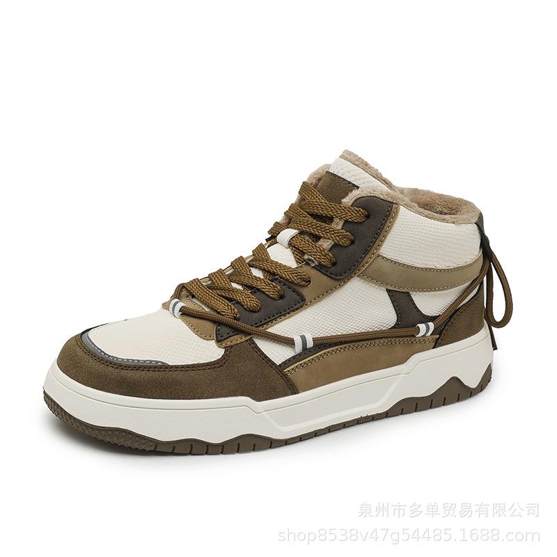 British style retro German training shoes medium top board shoes autumn and winter new velvet warm outdoor sports casual cotton shoes