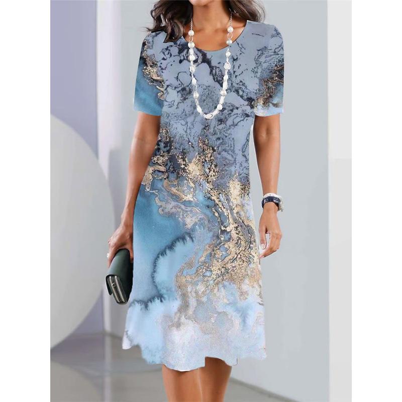 New Women's Dresses Are Fashionable and Versatile, Everyday Casual, Loose Plus Size Crew Neck, Short Sleeves
