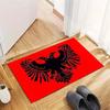 Red Background Black Double Headed Eagle Print Area Rug, Non Slip Soft Floor Mat Medieval Heraldic Home Decor Carpet