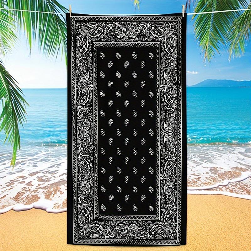 

1PC Black & White Paisley Pattern Beach Towel Soft Bath Towel for Summer Beach Pool W40*H60(CM)