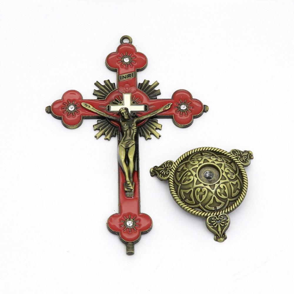 Multi-color With Stand Church Cross Ornaments No Fading Durable Alloy Cross Ornaments Handmade Plated Gold Statue Home Decor