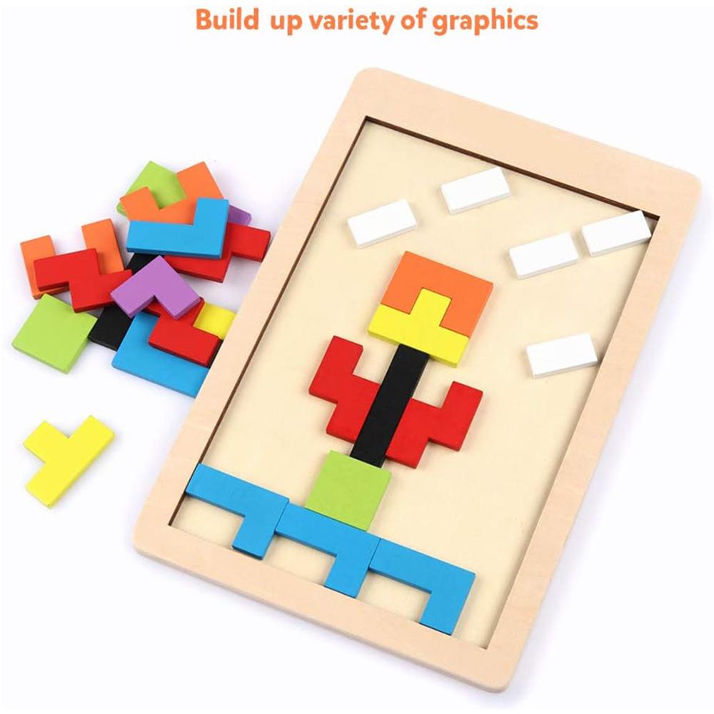 1 Set Wooden  Jigsaw Puzzle Baby Early Education Fun Game Children Thinking Logic Square Toy Puzzle Macaron Color