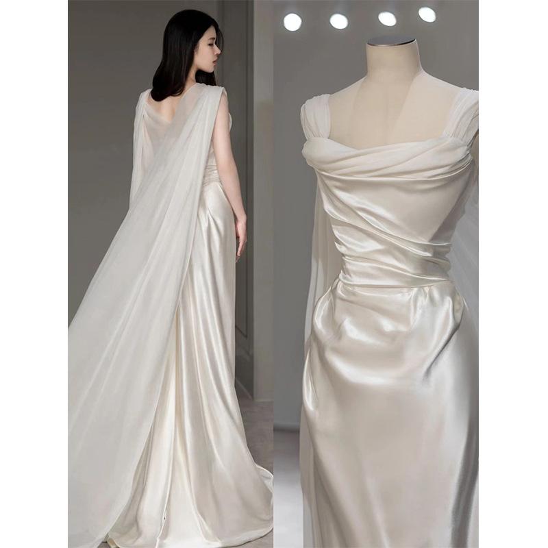 Satin light Hochzeitskleid Französisch weiß Super Fee Trägertop Mori Out Garn 1011 Neues Sommer-Lazy-Design-Kleid