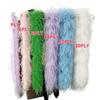 Blue 1PLY Natural Ostrich Feather Boa Fluffy Plume Ribbon Shawl DIY Sewing Trim for Wedding Christmas Party Dress Costume Accessories