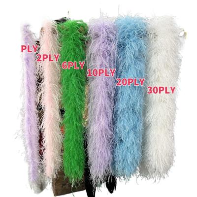 Blue 1PLY Natural Ostrich Feather Boa Fluffy Plume Ribbon Shawl DIY Sewing Trim for Wedding Christmas Party Dress Costume Accessories