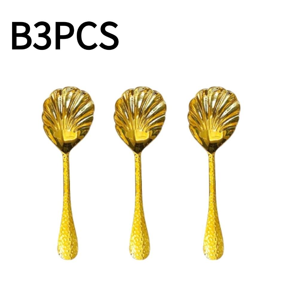 1/2/3PCS Large Hammered 304 Stainless Steel Shell Spoon Long Soup Spoons Public Hot Pot Serving Scoop Restaurant Table