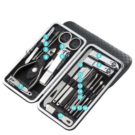 19Pcs/Set Metal Nail Toe Clippers Manicure Trimmer Face Hand Care Pedicure Tools