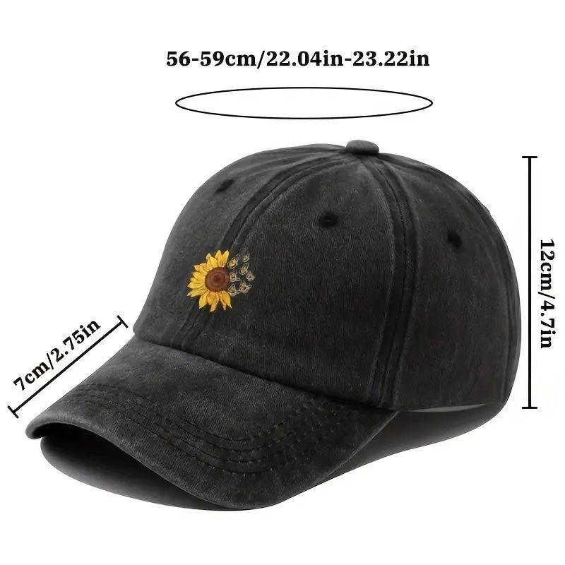 1Pieces SunFlower Hat Washing Printing Sunshade Outdoor Cap Duck Tongue Cap Men Women's Solid Color Mountaineering Hat
