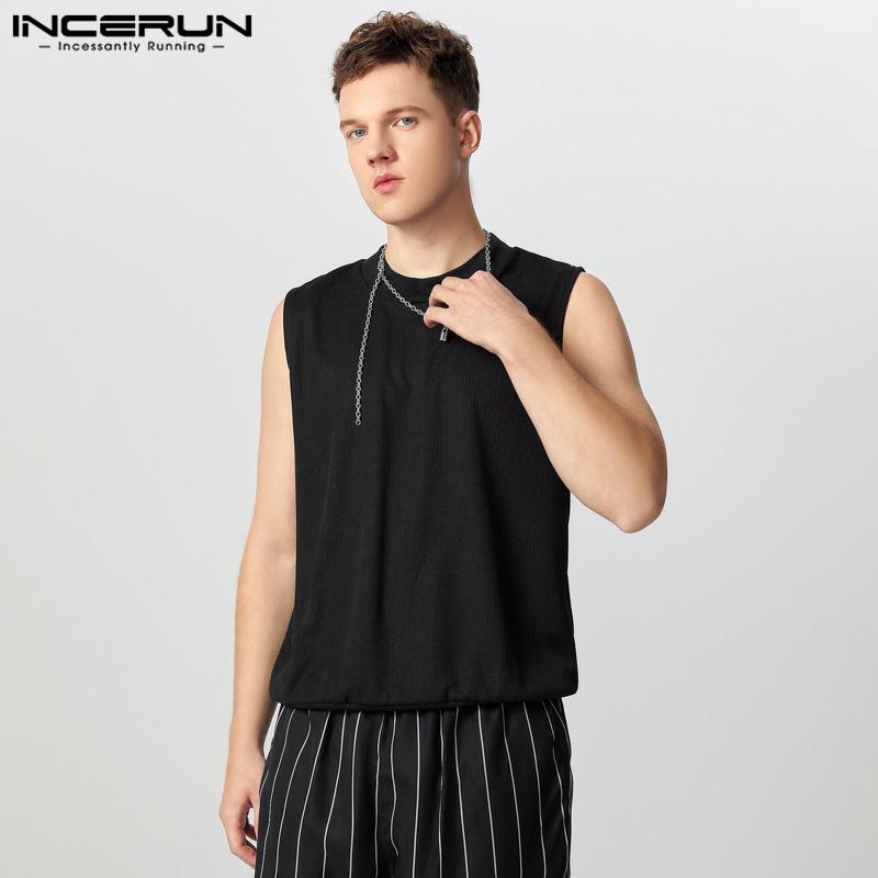 

INCERUN Летние мужские безрукавные повседневные вязаные майки свободного кроя 2XL чёрный