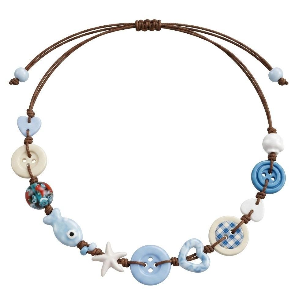 Adjustable Ceramic Bracelet Beads Starfish Necklace Temperament Woven Bracelet  Holiday Necklace