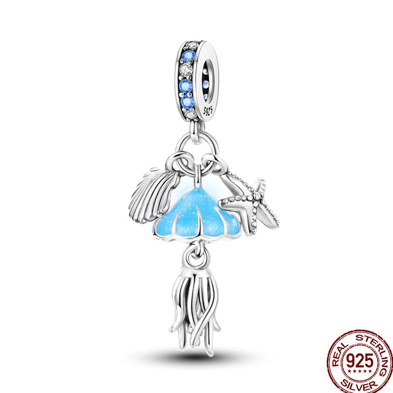 Copper Blue Zircon Beads Ocean Crab Starfish Ship Series Summer Suitable For 3Mm Original Bracelet Diy